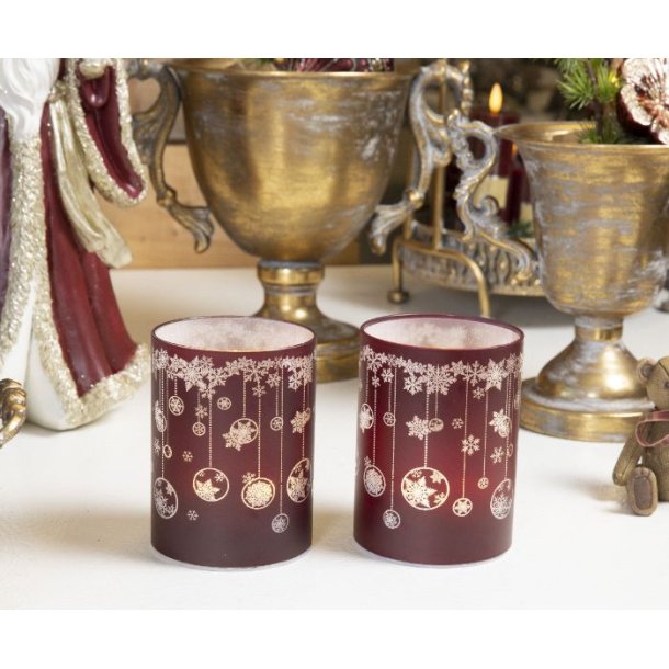 Hurricane med motiv og LED lys m/timer 6H i rd og hvid